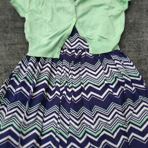 Bonnie Jean Navy and Mint Chevron Two Piece Girl Dress